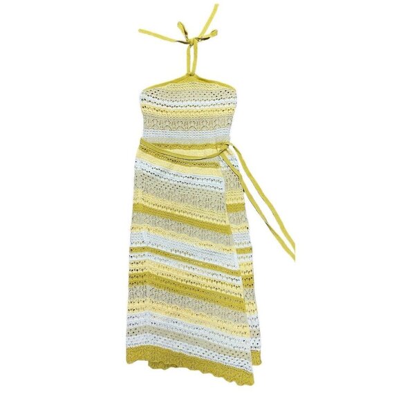 Jonathan Simkhai S Midi Dress Wrap Macrame Halter Crochet Designer Luxury Boho - Picture 3 of 12